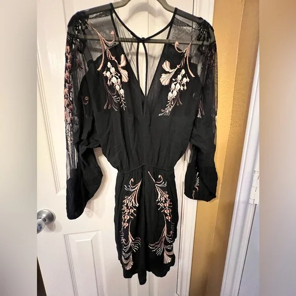 Free People Bonjour Black Embroidered Boho Dress, size XS - Picture 7 of 8
